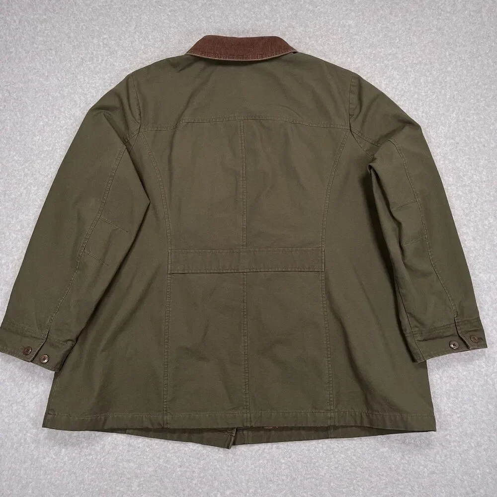 LL Bean Adirondack Barn Coat Womens 3X Chore Jacket Green Flannel Plaid Lined - Picture 3 of 13
